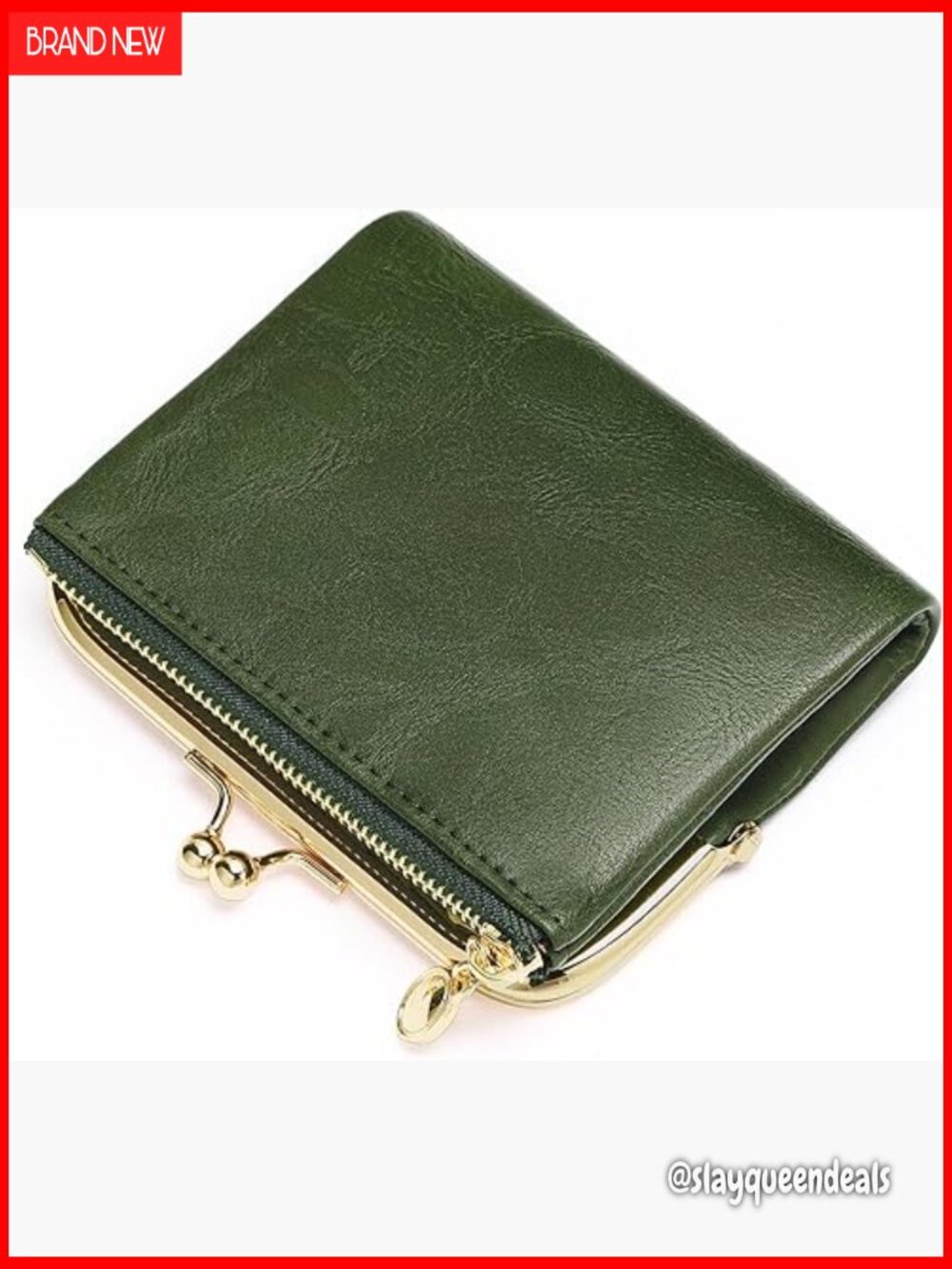 Small RFID Blocking Leather Bifold Wallet with Zipper & Kiss Lock